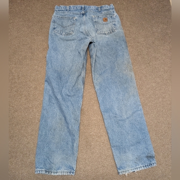 Carhartt Mens Grunge Blue Relaxed Fit Plaid Lined Jeans 36 x 34 - Picture 3 of 8